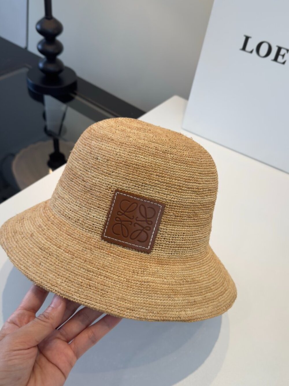 LOEWE Natural Woven Straw Bucket Hat